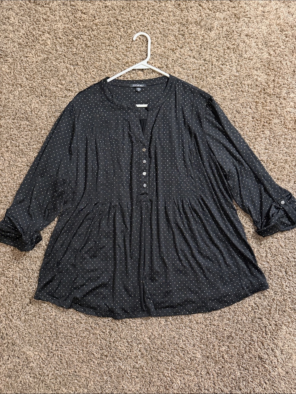 Roz & Ali Black Tunic with White Dot Detail